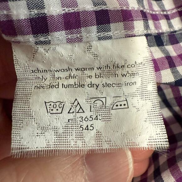 Todd Snyder gingham Check Button Shirt 16 32/33 Mens White Purple Preppy - Picture 5 of 8